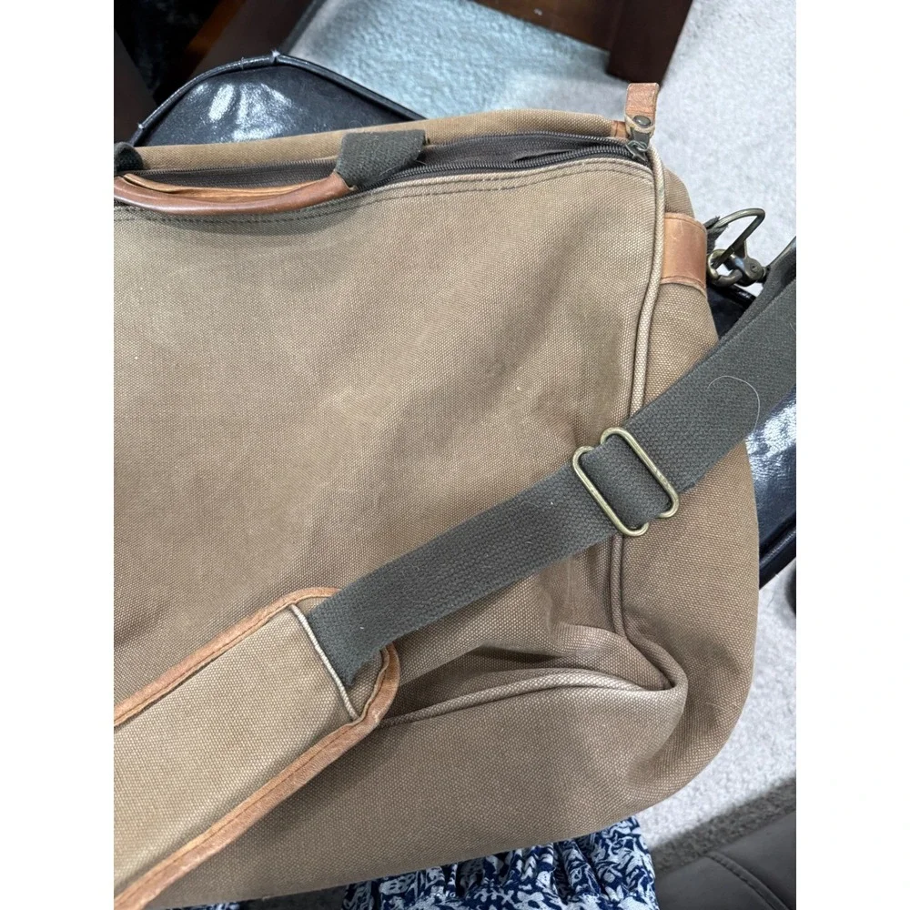 Vintage High Sierra Canvas Leather‎ Trim Messenger Bag Brown Brass Buckles
